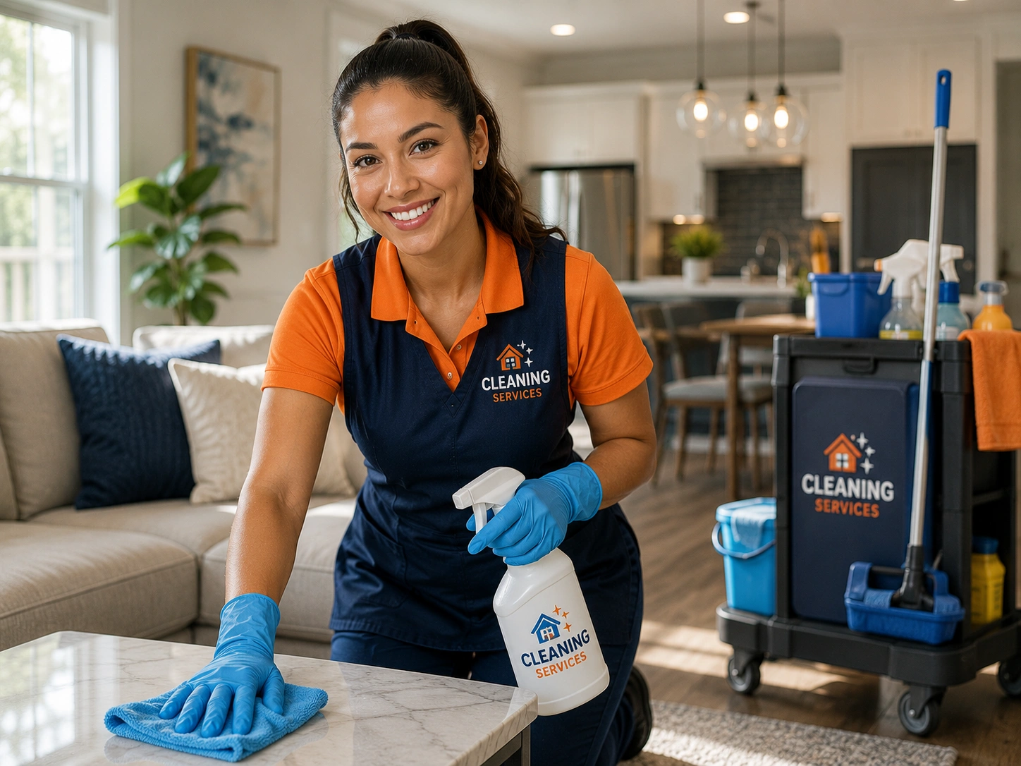 AI chat assistant conversation for cleaning services